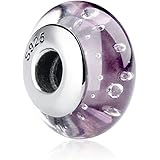 BOLENVI Purple Plum Bubbles Murano Glass 925 Sterling Silver Dangle Pendant Charm Bead For Pandora & Similar Charm Bracelets 