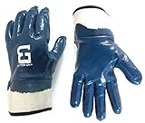 Better Grip Heavy Duty Premium Nitrile Rubber Fully Coated Gloves with Safety Cuffs, Smooth, Blue, C
