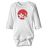 Sasa85 日本 桜 国花 諸行無常 花吹雪 イラスト 長袖ボディースーツ ベビー服 ジャンプスーツ 赤ちゃん 面白い ホワイト 24 Months