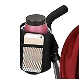 ベビーカー　カップ、ドリンクホルダー　哺乳瓶、ペットボトル　バッグ　取り付け簡単　折りたたむ　簡易保温、簡易保冷、防滴仕様　ブラック（ＢＫ）