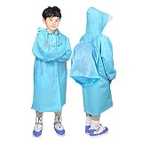 FUNNY×FUNKY レインコート 子供 キッズ 雨具 リュック つば付き (M, ブルー)