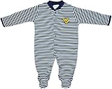University of West Virginia Mountaineersストライプ新生児Footedベビーロンパース