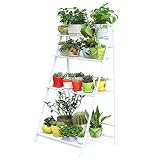 Chengxin Shop-アウトドアプラントスタンド/4段階折りたたみ式炭素鋼製スタンド、ランディング多層式ラダー棚ポットラックスタンドフラワーディスプレイ棚バルコニー用リビングルーム屋内庭園屋外フ