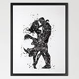 Dignovel Studios 11X14 Superman and Wonder Woman Hugging Watercolor Print Wedding Gift Giclee Wall D