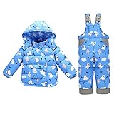 Zhhlinyuan 良質 Cute Infant Winter Hooded Jacket+Suspender Pants Outfit Two pieces set Baby ボーイズ ガールズ 