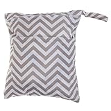 【ノーブランド 品】防水　乾湿　赤ちゃん　おむつバッグ　オーガナイザー　ポーチ　デュアル　ジッパー　10色 - グレー波