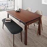 北欧の空気漂う伸縮ダイニング4点セット 天然木 【テーブル(幅140-240)1＋チェア2＋ベンチ1】 (チェア：サンドベージュ2脚)