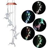 Lighten Glimmer Solar Garden LightsHummingbird Color Changing Outdoor Hanging Solar Lights Wind Chim