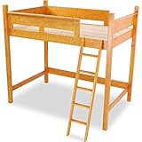 木製 天然木 ベッド ロフトベッド システムベッド はしご すのこ板 セミダブル ライトブラウン