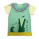 【SiShuNon/シシュノン】スカーフ付ワニサンTシャツ ベビー服 子供服 男の子 スカーフ ワニ 半袖Tシャツ 90 7 ブルー