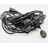 25 Feet Weatherproof Commercial Grade String Light Cord with 10 Sockets and S Hooks for Outdoor / In