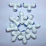 Malida 1 / 4 " T型3 Wayチューブクイック接続プッシュフィットRO水逆浸透システム ホワイト