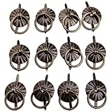 12個入り アンティーク調 引き手 取っ手 キャビネットプルハンドルリング　キッチン家具 装飾用　真鍮色