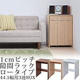 1cmピッチ隙間収納　収納BOX　ロータイプ　D44.5用　3連