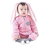 ange select うさぎ フード 耳付き ベビー キッズ あったか 長袖 ロンパース きぐるみ (ピンク80)