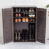 【下駄箱 シューズボックス 省スペース】 通気性が良い木製シューズボックス 60cm幅 「クイッカー」 リビングでも使える扉収納 色：ブラウン