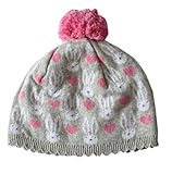 (コ-ランド) Co-land ベビー帽子 新生児ハット ニット帽子 子供用キャップ ウサギ図案 耳あて 防寒 赤ちゃん キッズ帽子 幼児 女の子 お出かけ グレー S