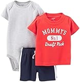 Carter's(カーターズ) ベビー ボーイズ 半袖Tシャツ / ボディスーツ / ハーフパンツ 3点セット (MOMMY'S No.1 Draft Pick) Baby boys' 3-Piece