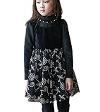 WIN キッズワンピース フォーマル女児 キッズ 服 子供 長袖 女の子 ガールズ ワンピース 韓国スタイル 結婚式 発表会 入園式 入学式 卒園式 卒業式 七五三 パーティー (140cm, ブラッ