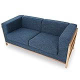 ソファ 2.5人掛け 2人掛け 木製フレーム スクエアデザイン 肘置き 天然木 ネイビー アッシュ脚