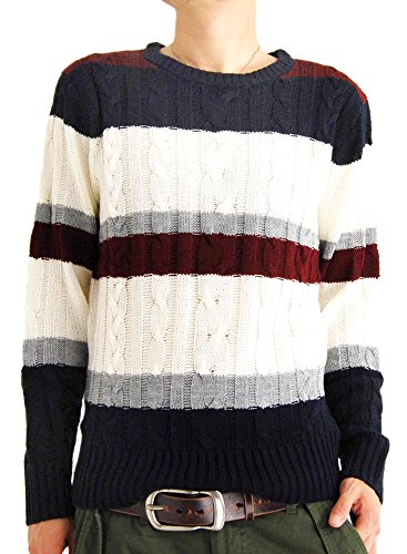 (アーケード) ARCADE 10color メンズ ニット セーター クルーネック ケーブル編み ニットセーター 秋 冬 丸首 S M L XL(LL)