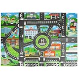 交通プレイマット | 防水トラフィック プレイ マット | キッズプレイラグ ゲームマップ 道路と交通カーペット 子供用エリアラグ 道路交通プレイマット プレイルームゲームセーフエリア用 Ibaste