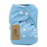 iZiv新生児1厚いおむつ付きオーガニック幼児防水/調整/再利用可能/洗えるポケット布おむつのフィット赤ちゃん0.5-3歳（空色）