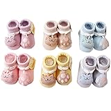 ARAUS　ベビー　ソックス　子供靴下　滑り止め　幼児　新生児　キッズ　男女兼用　スター　ハート型　蝶結び　月　春　秋　冬　6組セット　かわいい（0－2歳用） (1－2歳, 21)