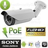 USG 2MP 1080P IP PoE Bullet Security Camera With Audio Upgrade: 1/2.5" Advanced Sony MX 222 Sensor, 