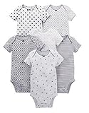 (6-9)(Black/ White)Simple Joys by Carter's Girls' 6-Pack Short-Sleeve Bodysuit（6-9ヶ月)(ブラック/ホワイト）カーター