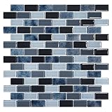 Brava Tidesブラック/グレーガラスモザイクタイル( Pack of 5 )