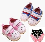 LAZA ベビーキッズ 男女共用 キャンバス靴 子供靴 ベビーシューズ スニーカー 通学 カラー ピンク ブルー (内存11.5cm, ピンク)