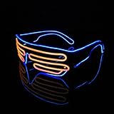 Lerway ブラックフレーム 光るメガネ LEDライト付き ELワイヤー眼鏡 パーティー イベント ダンス コンサート サングラス コントローラ付き おしゃれ 2色 (オレンジ色 + 青)