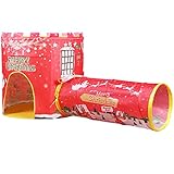 （イークスン） EocuSun　子供キッズテント セット　ゲームハウス　知育玩具　折り畳み式　収納バッグ付き (2in1 レッド)