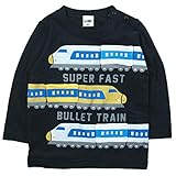 【秋冬春対応】 CHEEK ROOM(チイクルーム) 製品洗い加工済み42/2天竺新幹線長袖Tシャツ 90cm/BK NO.B-480270