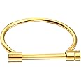 ANBALA Stylish Titanium Steel D Shape Bar Screw and Shackle Cuff Bangle Bracelet for Unisex