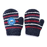 ふわもこキッズミトン手袋　働く乗り物シリーズ　ボーダー柄　パトカー　ネイビー