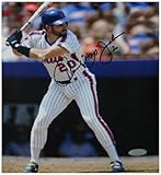 MLBニューヨークメッツハワードジョンソン署名Batter 'sボックスピンストライプジャージー写真、8 x 10-inch