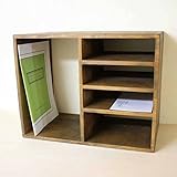 オープンシェルフ 木製収納 書類棚 整理棚 木箱 アンティーク調 43.5x24x34cm