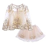 Pettigirl 子供服セット スケスケトップス ベスト スカートセット 上下 3点セット 135