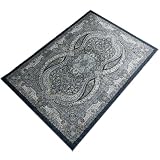 グラムスタイル ペルシャ風 ラグ カーペット 1.5畳 140x200cm 洗える 滑り止め付 床暖房対応 ナイーラブラック