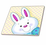 3droseラス・ビリントン・デザインNursery Designs – 幸せホワイトウサギと大きなブルー蝶ネクタイ – タイル 6-Inch-Ceramic ホワイト ct_237127_2
