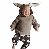 AMIGOYO ベビー服 子供服 セーター 女の子 男の子 ニットウェア 長袖 フード付き ウサギ耳付き トップス アウター 上着 可愛い おしゃれ