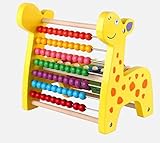 【四葉堂オリジナル】木のおもちゃ知育玩具セット 足し算 アルファベット 3歳から (キリンのそろばん)