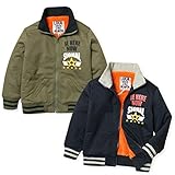 ベビー服 男の子 アウター フルジップ ジャケット 裏ボア ボリュームネック ラバープリント ワッペン 男児 ベビー (2.ブラック/95cm)