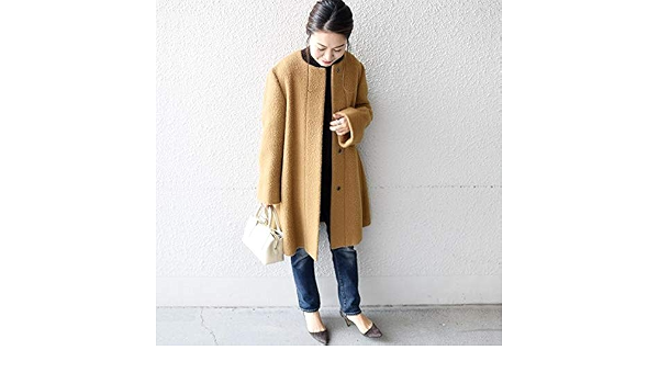 シップス レディース Ships For Women Carraro ウールアルパカノーカラーコート キャメル 38 コート ジャケット 通販 Amazon