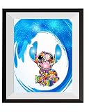 uhomate Lilo and Stitch Ohana Stitch Tattooホームキャンバス印刷ウォールアート記念ギフトベビーギフトインスピレーション引用符壁装飾リビングルームベッドルームバ