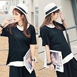 【20000109273】綿100％ 重ね着風 ゆったり 薄手 授乳服 カットソー 授乳 (フリー, ピンク)