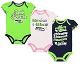 シアトル・シーホークスNFL Infant Girls 3 Piece Creeperボディスーツセット、ネイビー/グリーン/ホワイト