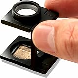 PhoenixLoupe 折りたたみ式スタンド縞見ルーペ リネンテスター【倍率20倍】繊維の糸目の測定／2種類のめもり（ミリ・インチ）／専用ケース付き 拡大鏡 ルーペ